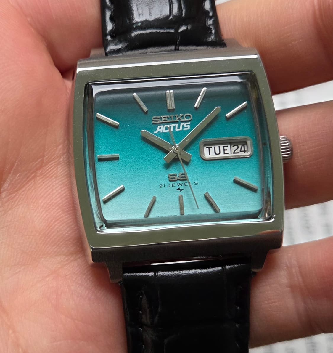 빈티지 세이코 액투스 SS 테레비 청록투톤 데이데이트 오토매틱
 상품이미지7