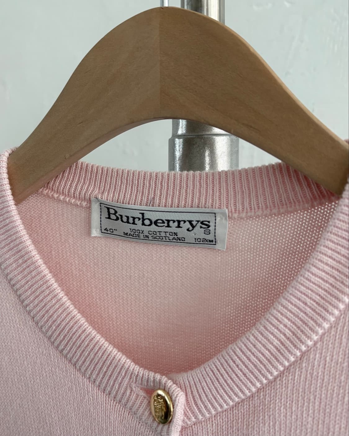 Burberry 버버리 연핑크 금장 코튼 가디건 상품이미지3