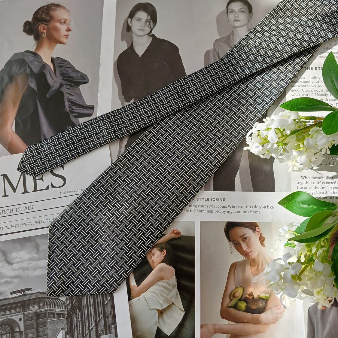 폴로랄프로렌 실크 블랙 기하 패턴 넥타이 9.2cm A+등급 A19601 상품이미지5