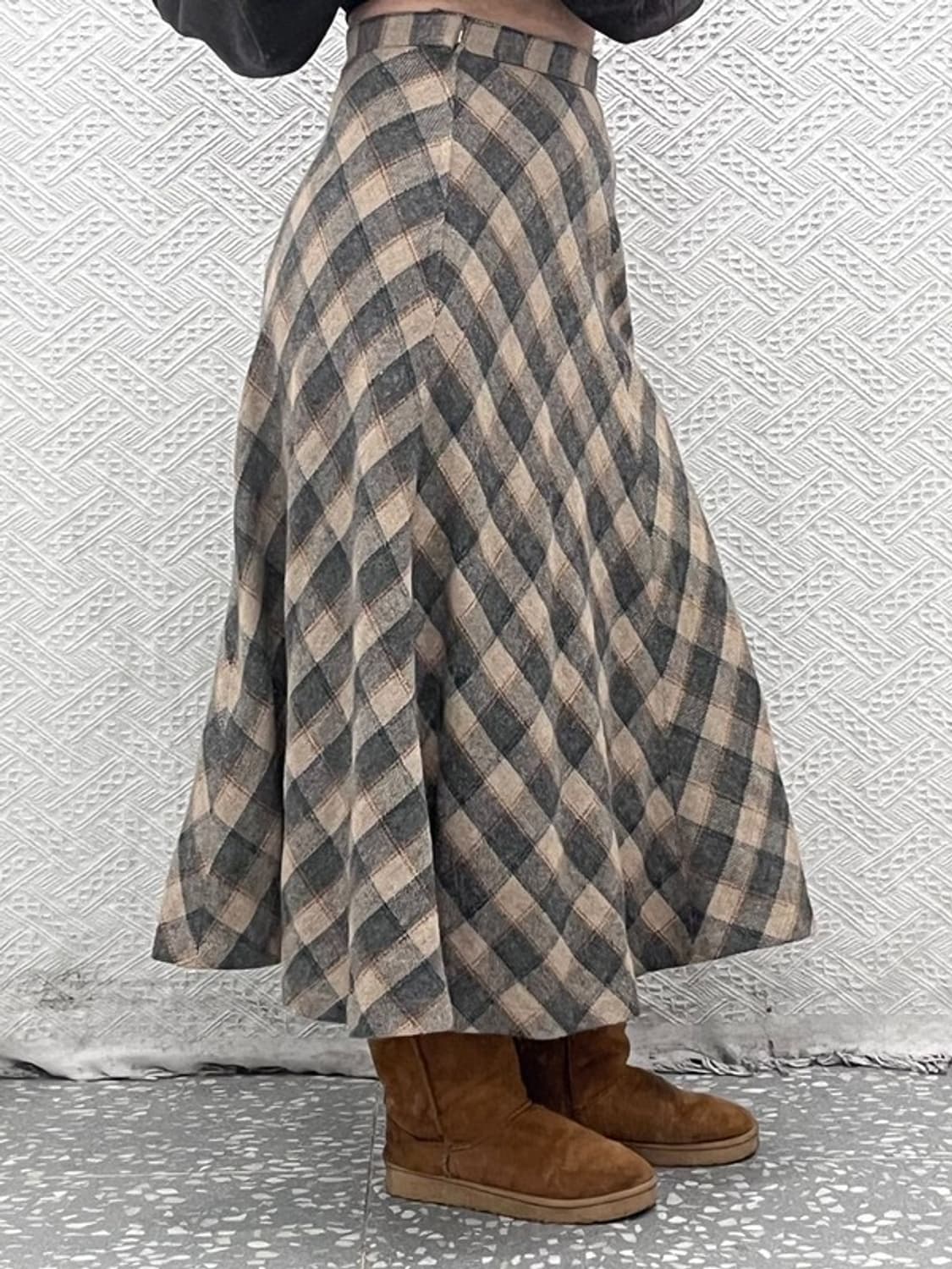 빈티지 모리걸 홀리데이 컨트리 체크 플레어 스커트 28인치 C07507 상품이미지1