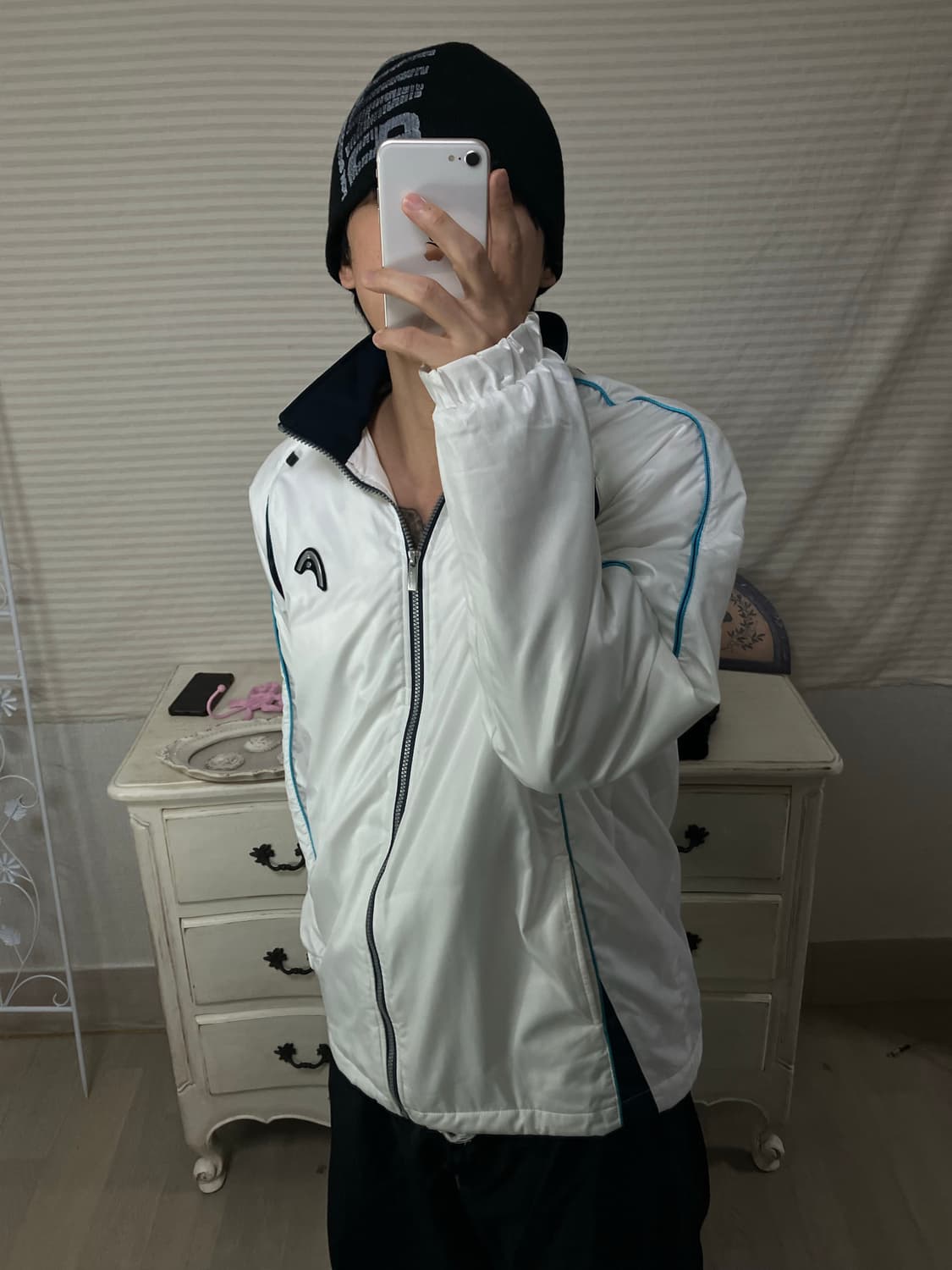 빈티지 화이트 헤드 경량 패딩 점퍼 y2k 스트릿 갸루 펑키 일본빈티지6 상품이미지3