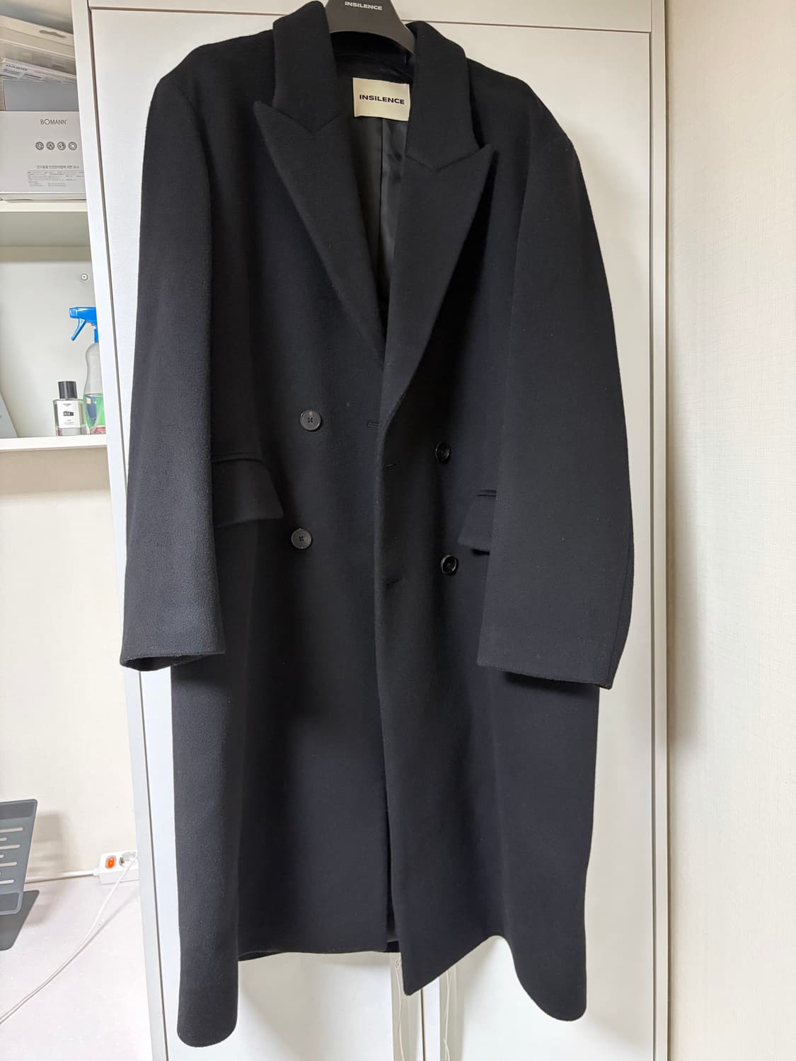 L) 인사일런스 MTR 캐시미어 오버사이즈 더블 코트 BLACK 상품이미지1