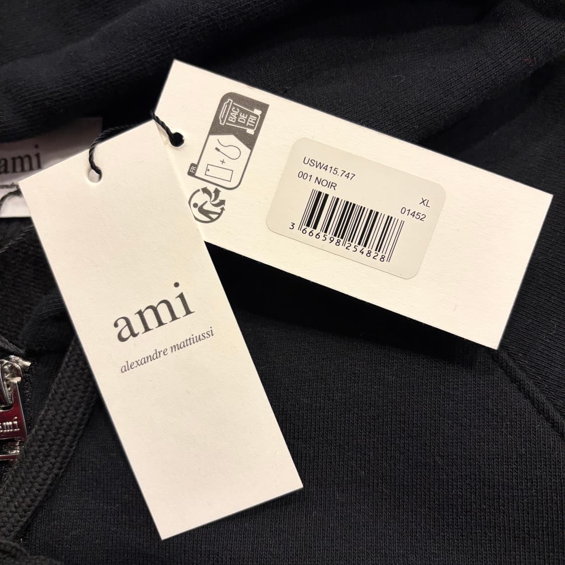 [XL] 아미 스몰 하트 로고 블랙 후드집업 새상품 C444 상품이미지7