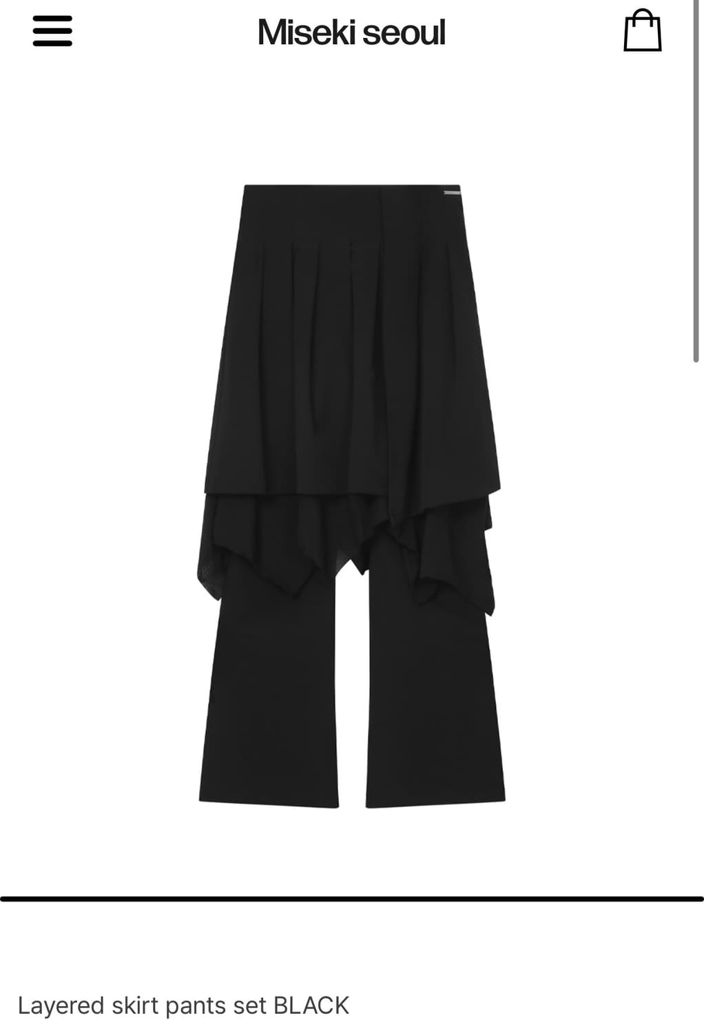 미세키서울  Layered skirt pants set BLACK 상품이미지1