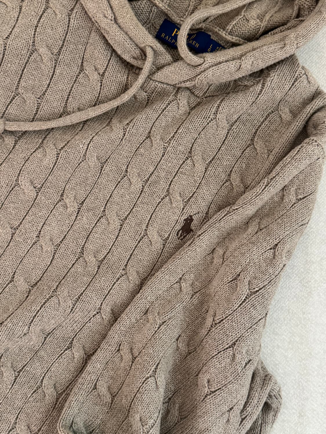 폴로 랄프로렌 맨 코튼 꽈배기 후드 스웨터 상품이미지3