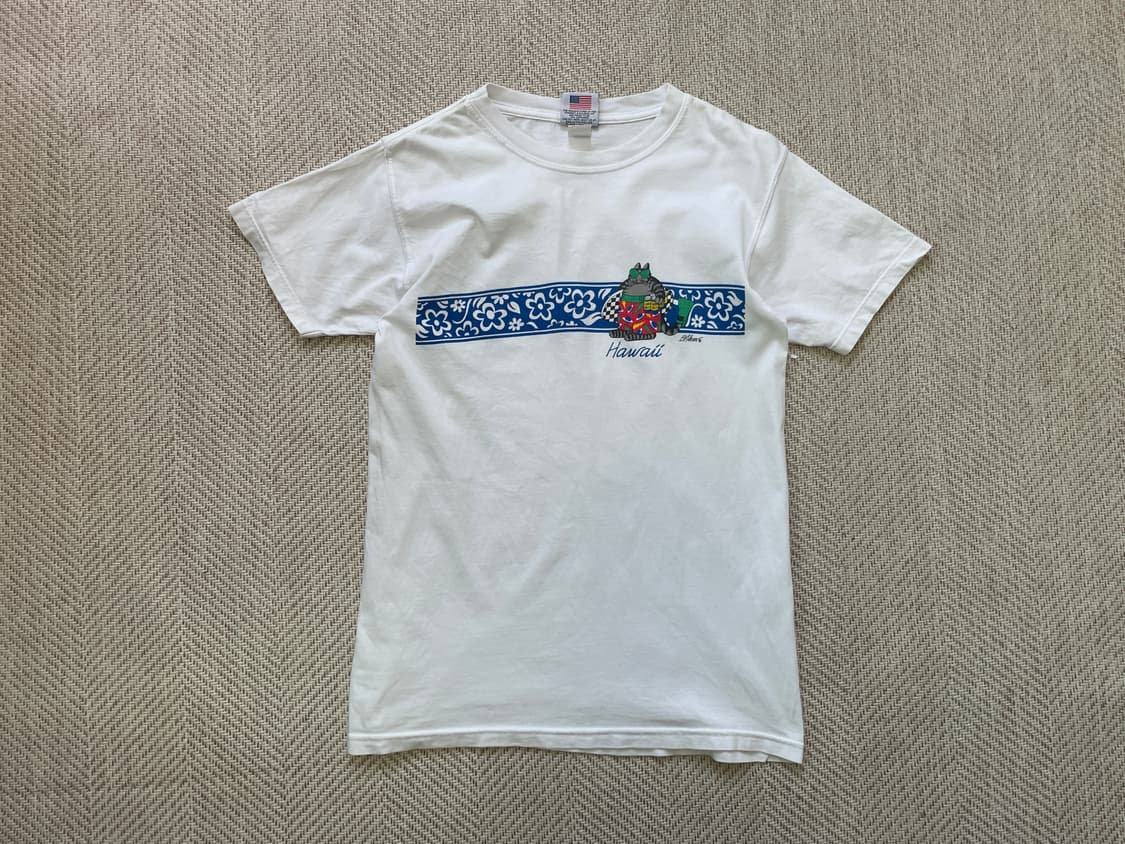 8~ 90s usa 블루하와이캣 하와이안 보더 그래픽 티셔츠 상품이미지1