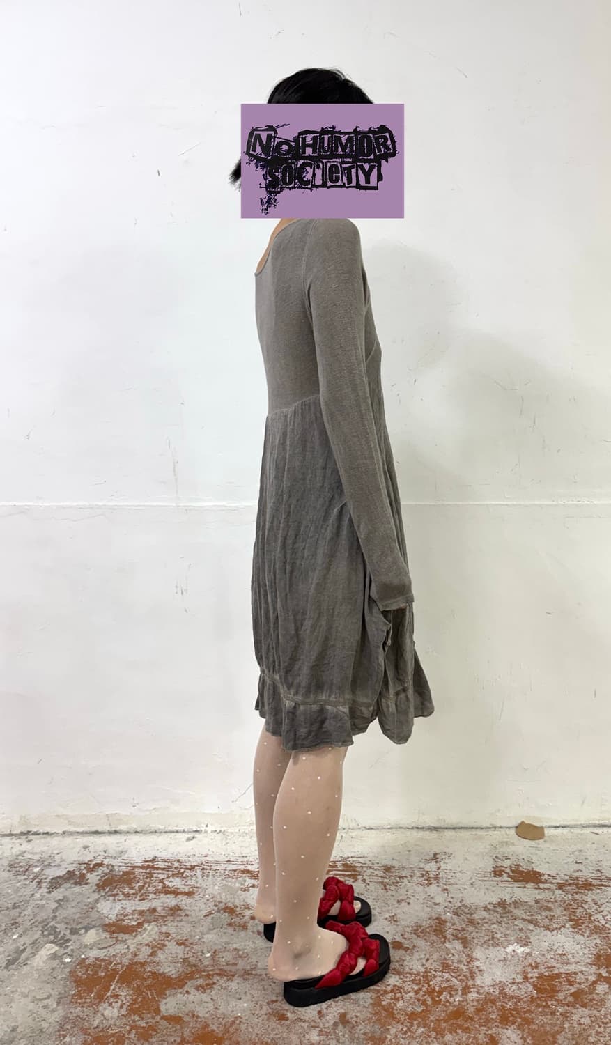 Vintage Grunge Asymmetrical Gray Dress 상품이미지8