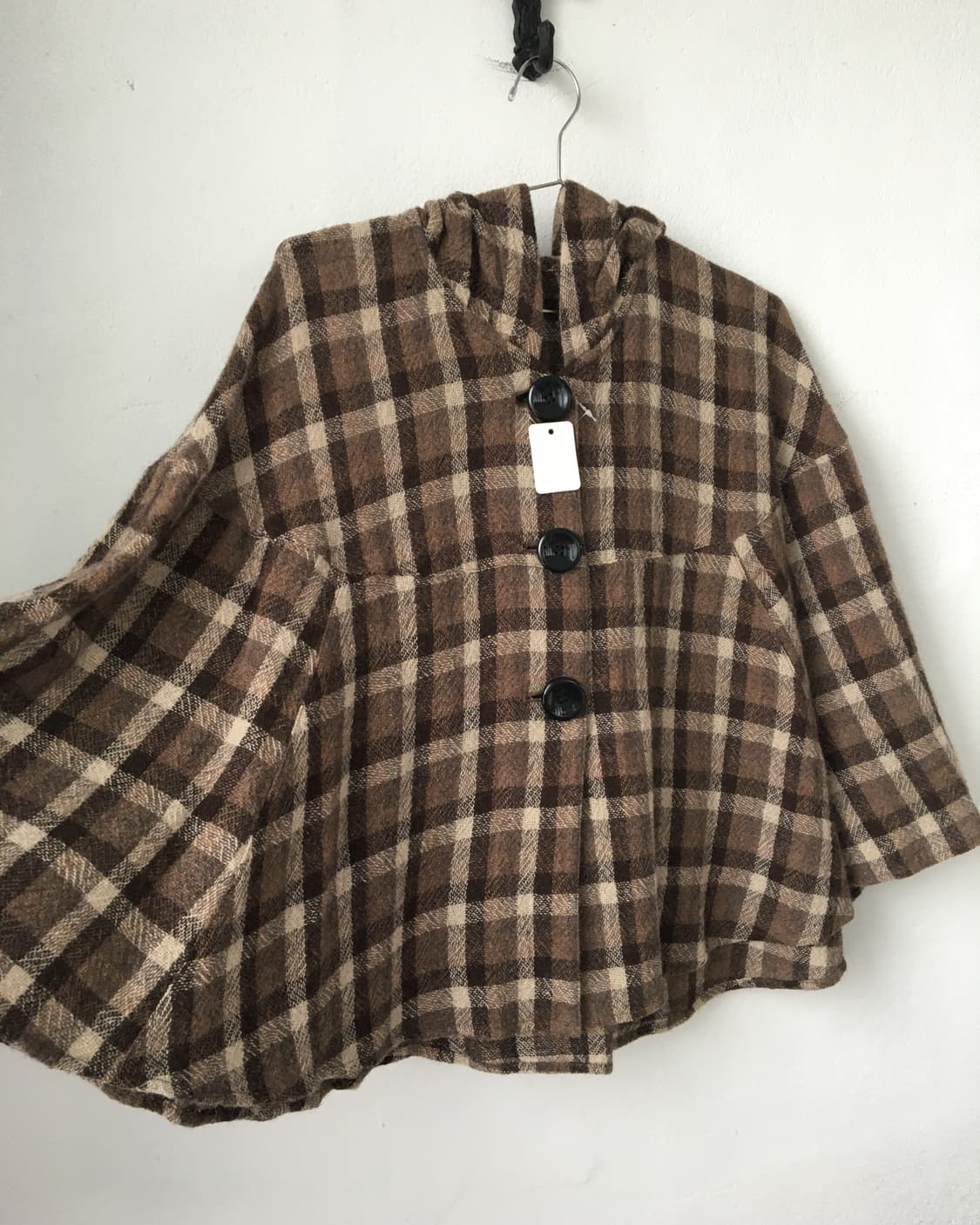 Check pattern hood cape 상품이미지3