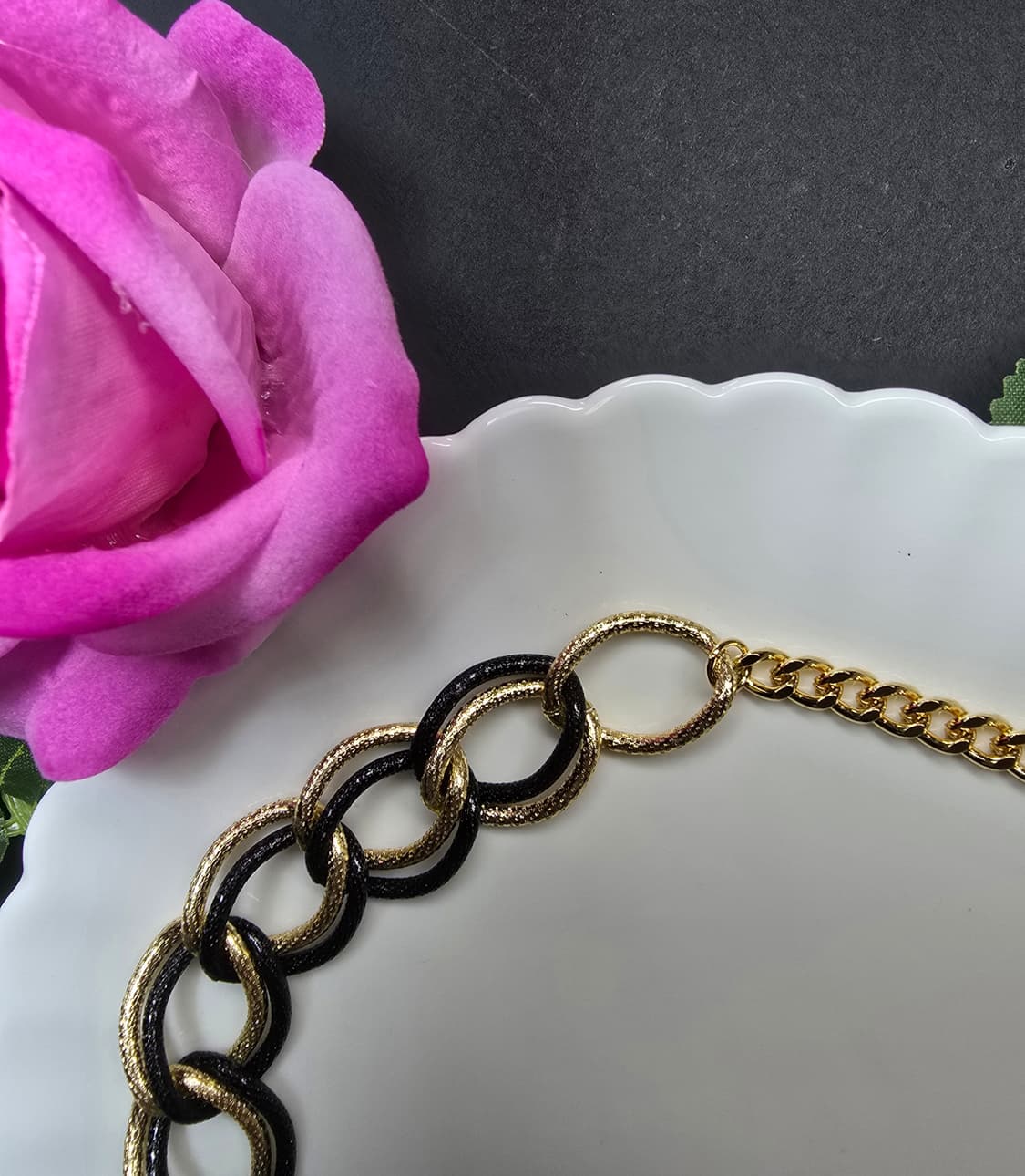 더블샌딩 체인목걸이 세트_골드&블랙 상품이미지4