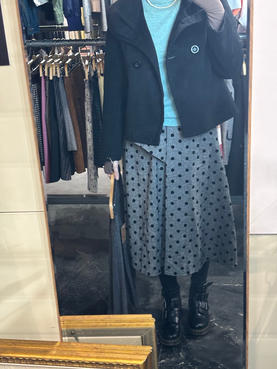 모리걸) 둥근카라 모직 블랙자켓 상품이미지1