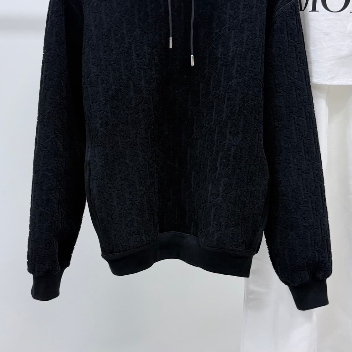 [S+급/XL] 25SS 디올 오블리크 코튼 테리 후드티 블랙 상품이미지3