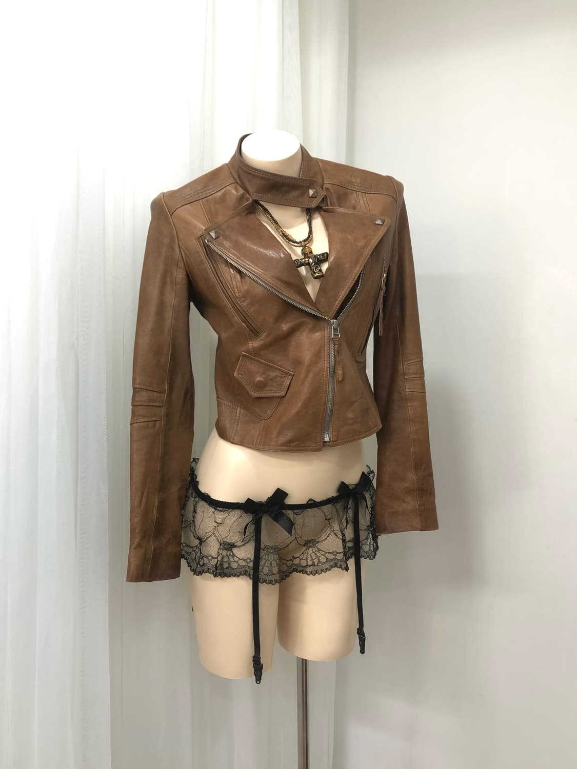 VOV brown lambskin rider jacket 상품이미지1