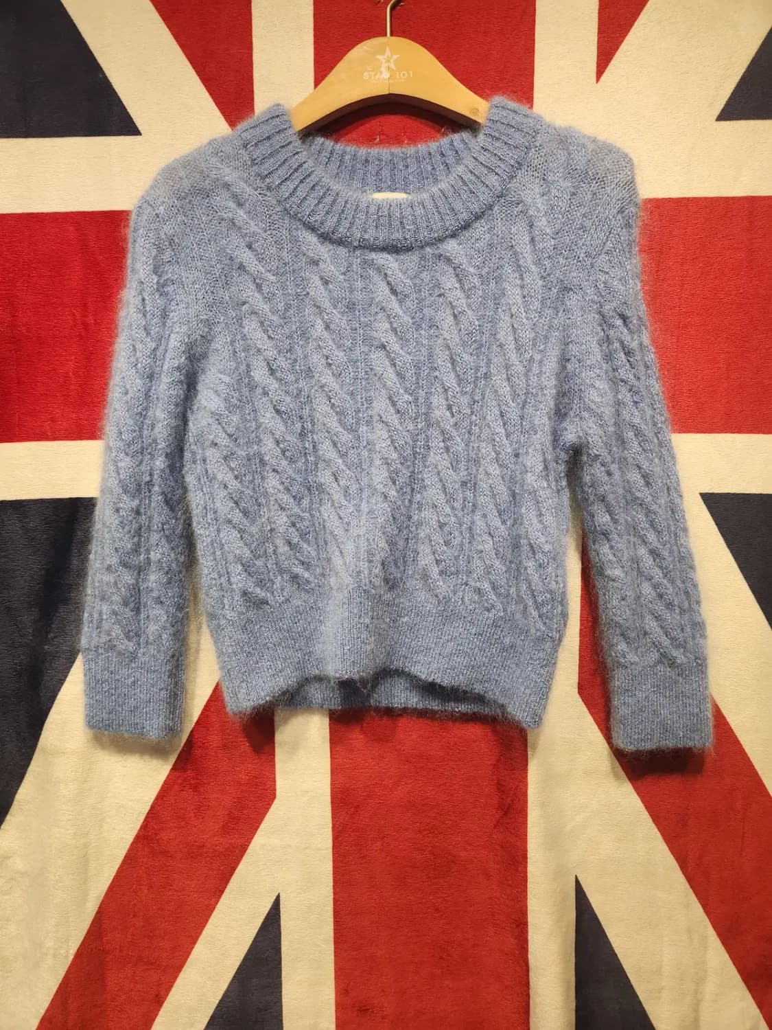 [여성~55] 에르뎀 X HM 모헤어 크롭니트 스카이블루 상품이미지1