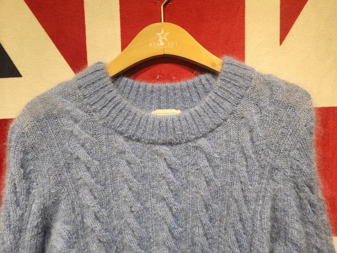 [여성~55] 에르뎀 X HM 모헤어 크롭니트 스카이블루 상품이미지2