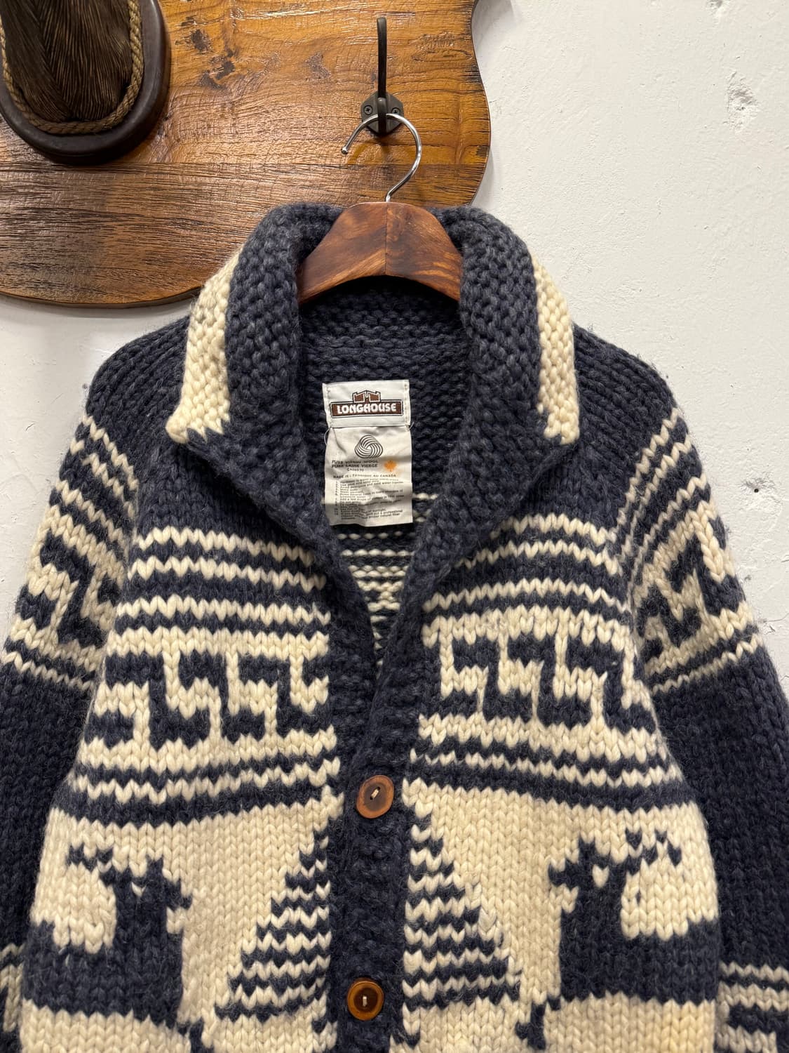 M) Canada LONGHOUSE Cowichan Wool Cardig 상품이미지1