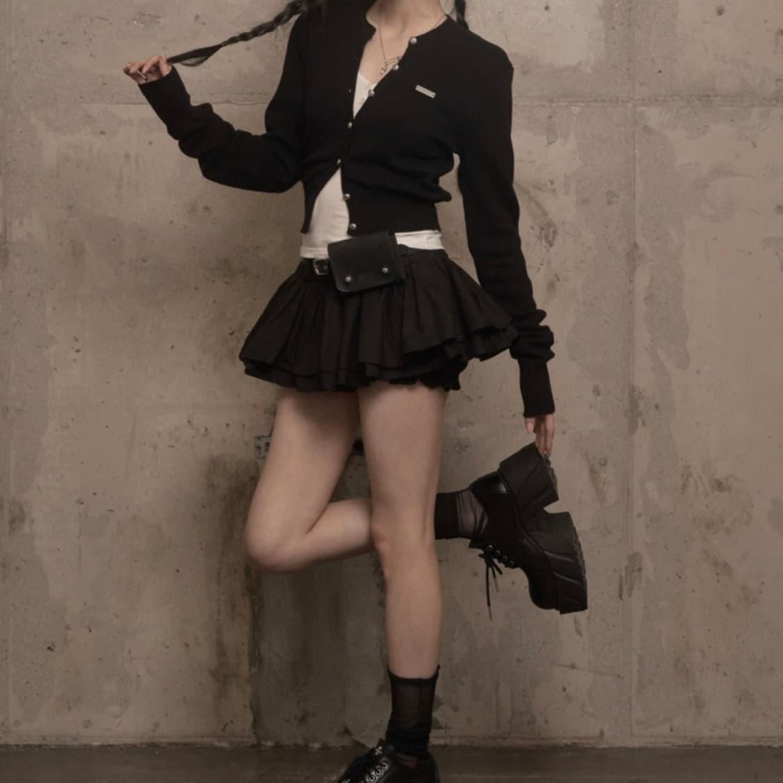 KHAKIPOINT) Cancan Skirt Pants [ black ] 상품이미지5