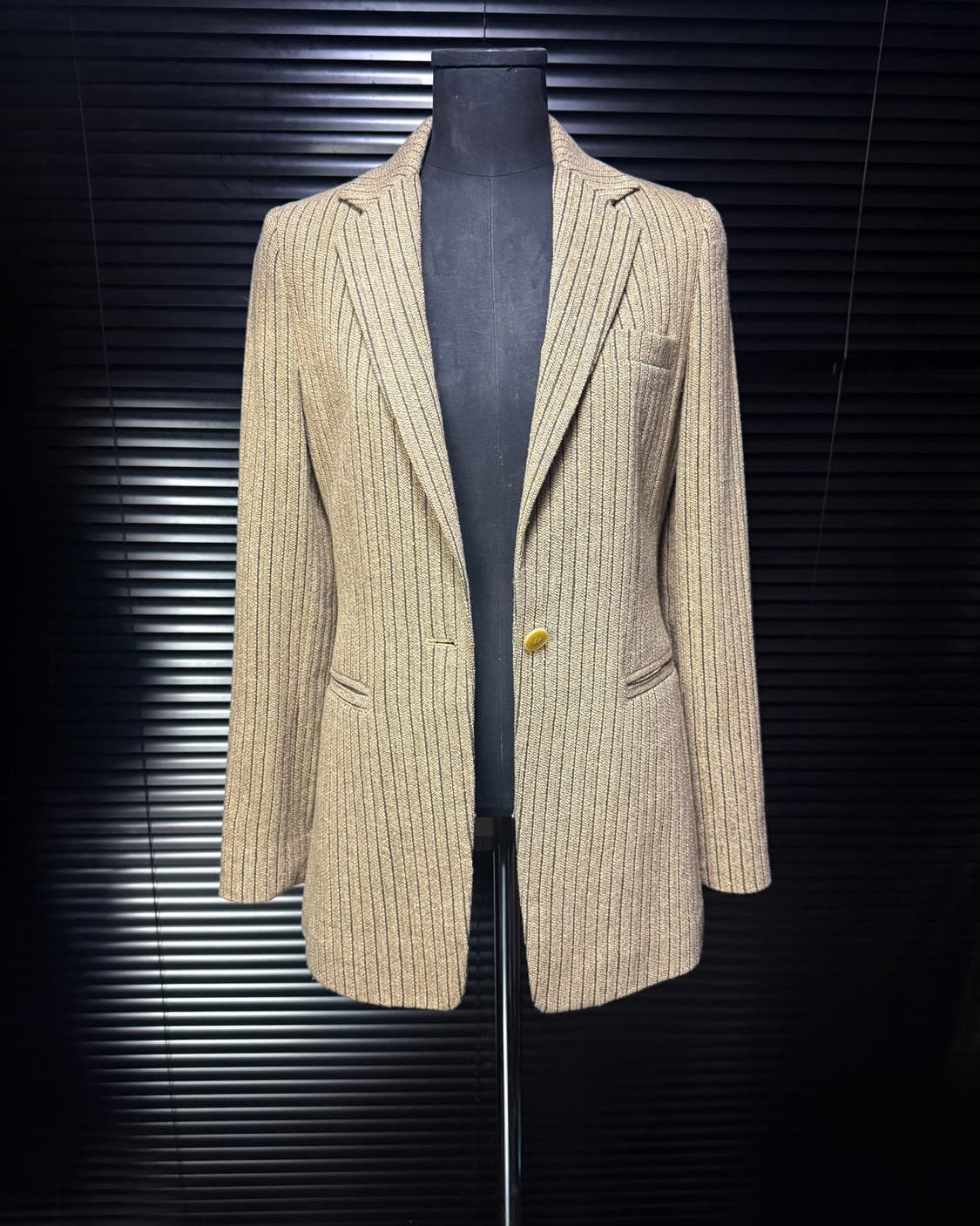 아르마니 스트라이프 헤링본 울 자켓 2버튼 블레이져 에스닉 웨스턴 베이지 상품이미지2