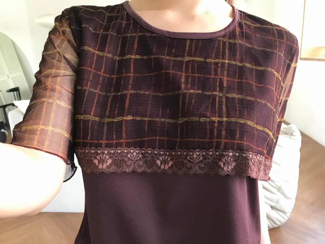 vintage pattern mesh top 상품이미지5