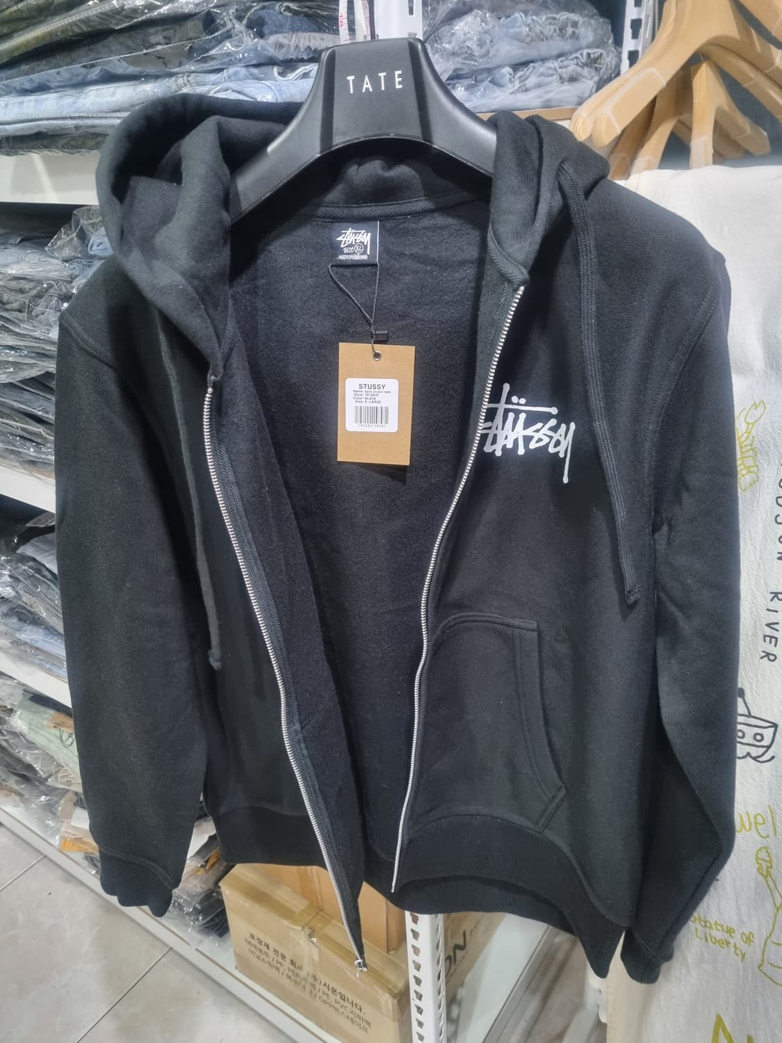 스투시 집업 기모티 새상품 블랙/그레이 상품이미지1