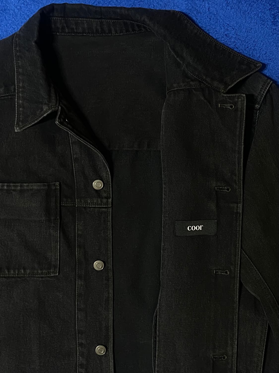 COOR 쿠어 더블포켓 오버핏 트러커 자켓 흑청 M 상품이미지5