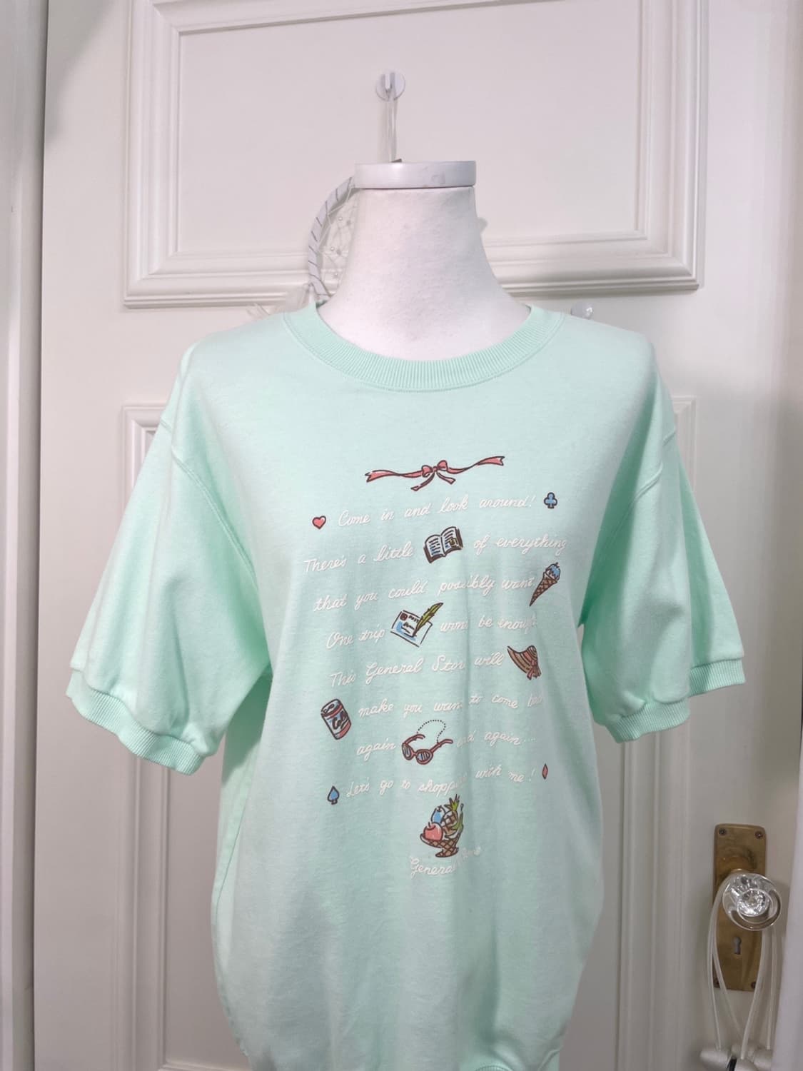 mint cute print half sweatshirts(size-M) 상품이미지5