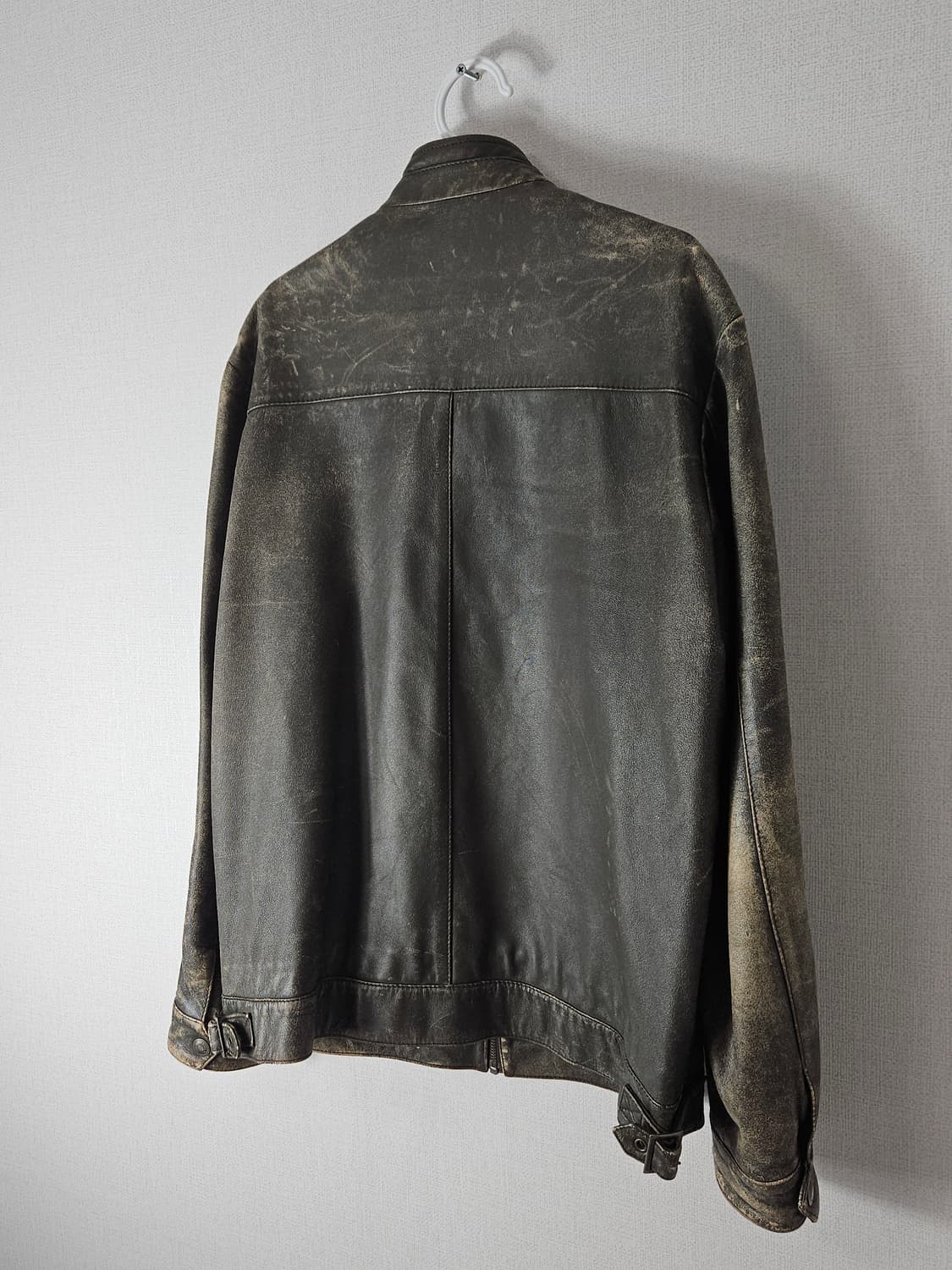 빈폴 워싱 가먼트다잉 양가죽 레더자켓 바이커 버클 빈티지 상품이미지3