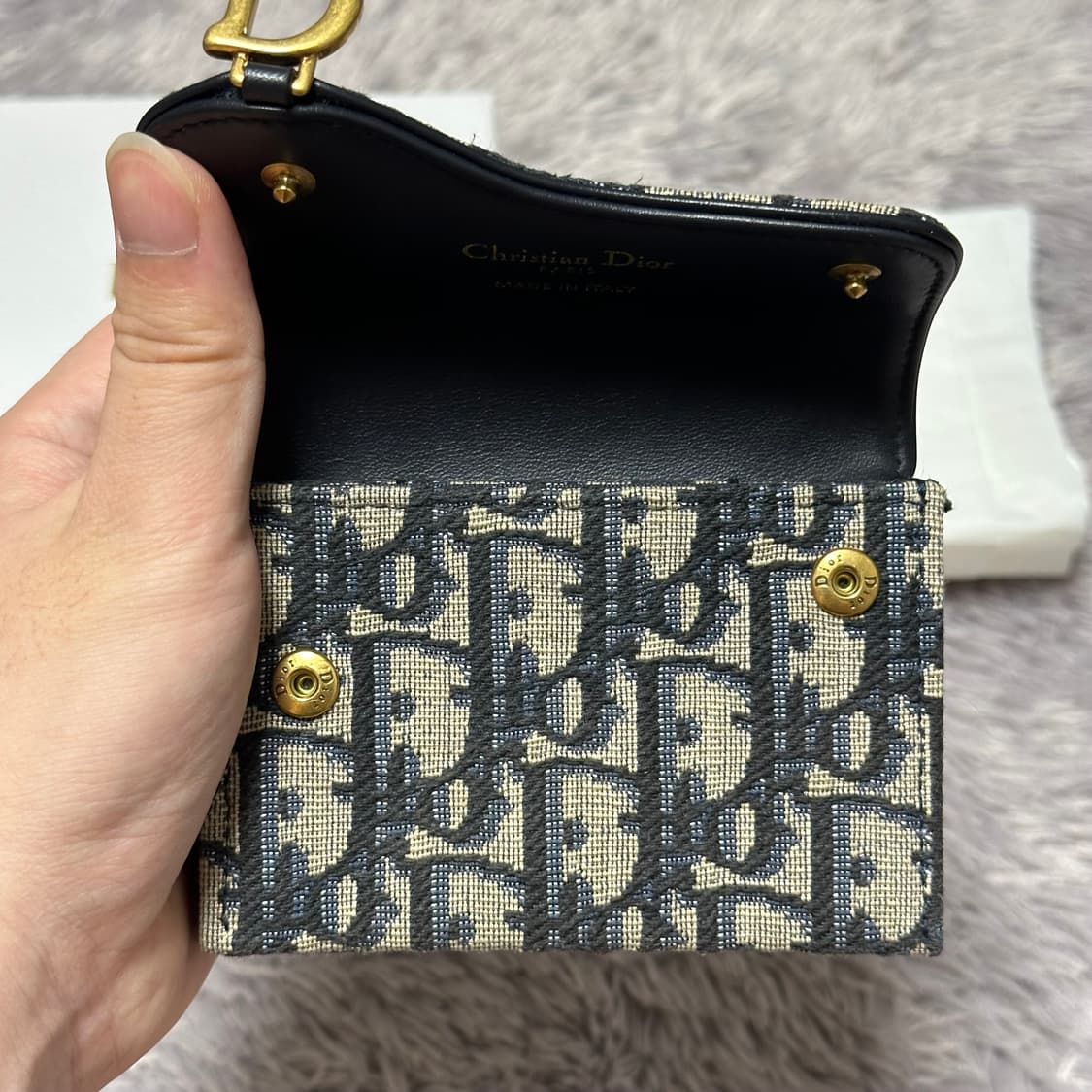 [풀구성] 디올 오블리크 새들 아코디언 카드지갑 베이지 상품이미지4