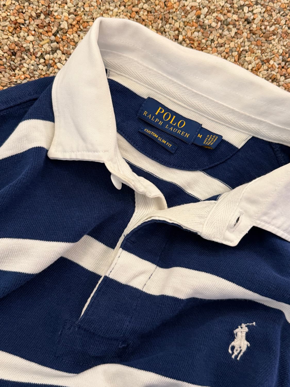 폴로 랄프로렌 아이코닉 럭비 셔츠 M size 네이비x화이트 polo 상품이미지4