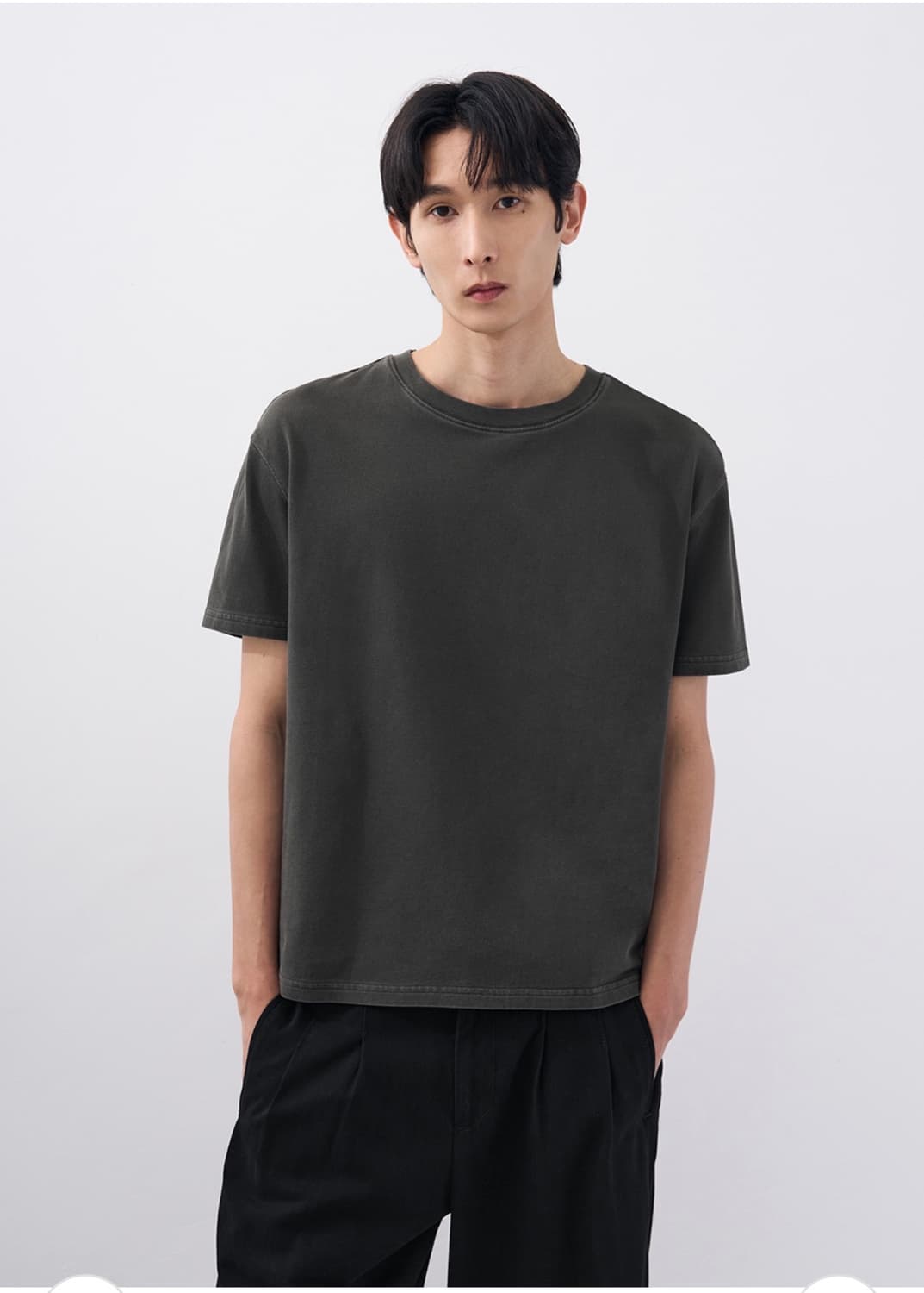 (L) 드로우핏 헤일 코튼 크롭 하프 피그먼트 티셔츠 CHARCOAL반팔 상품이미지6