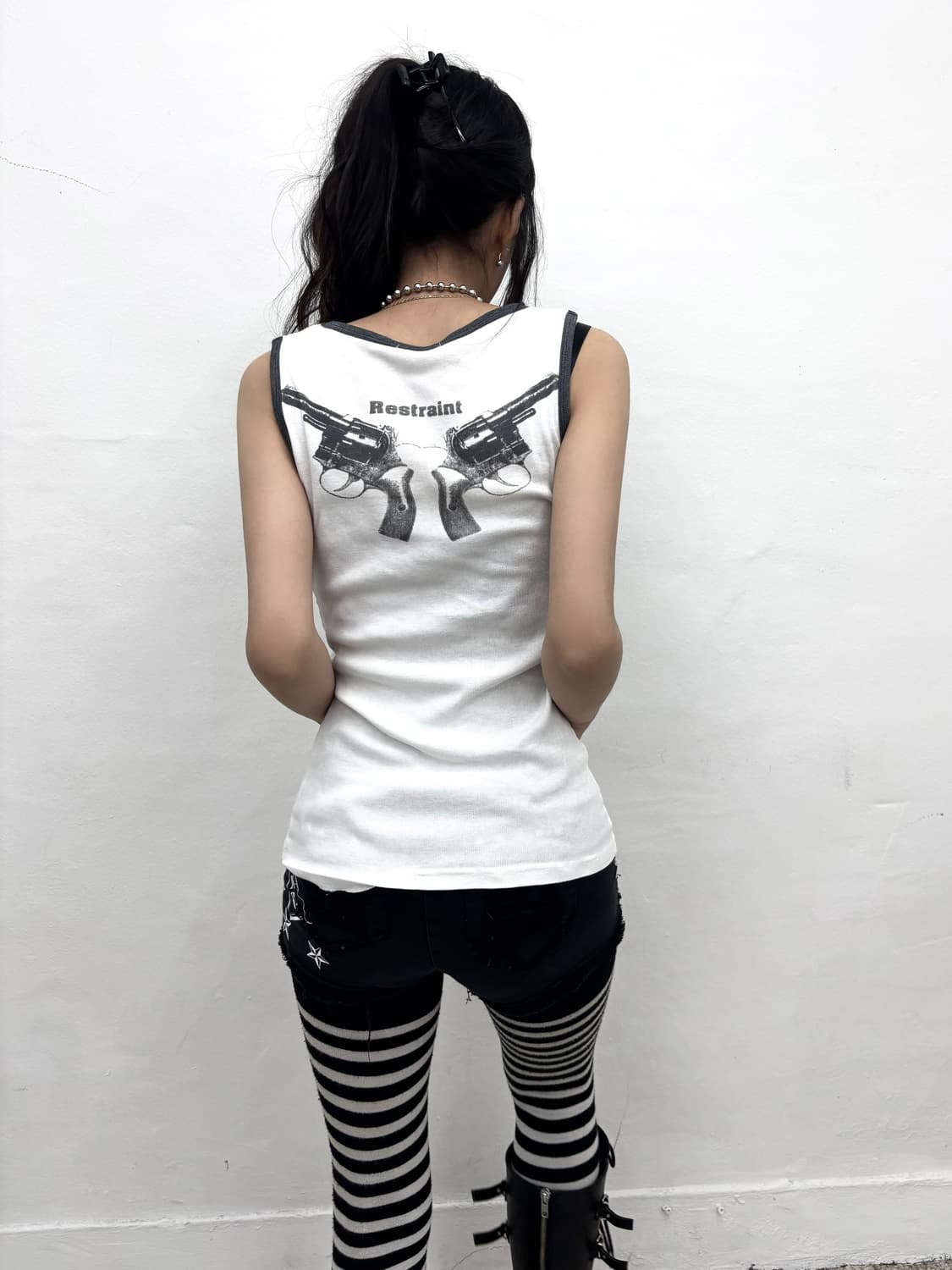 Sky bomber gun print stud detail tank to 상품이미지4