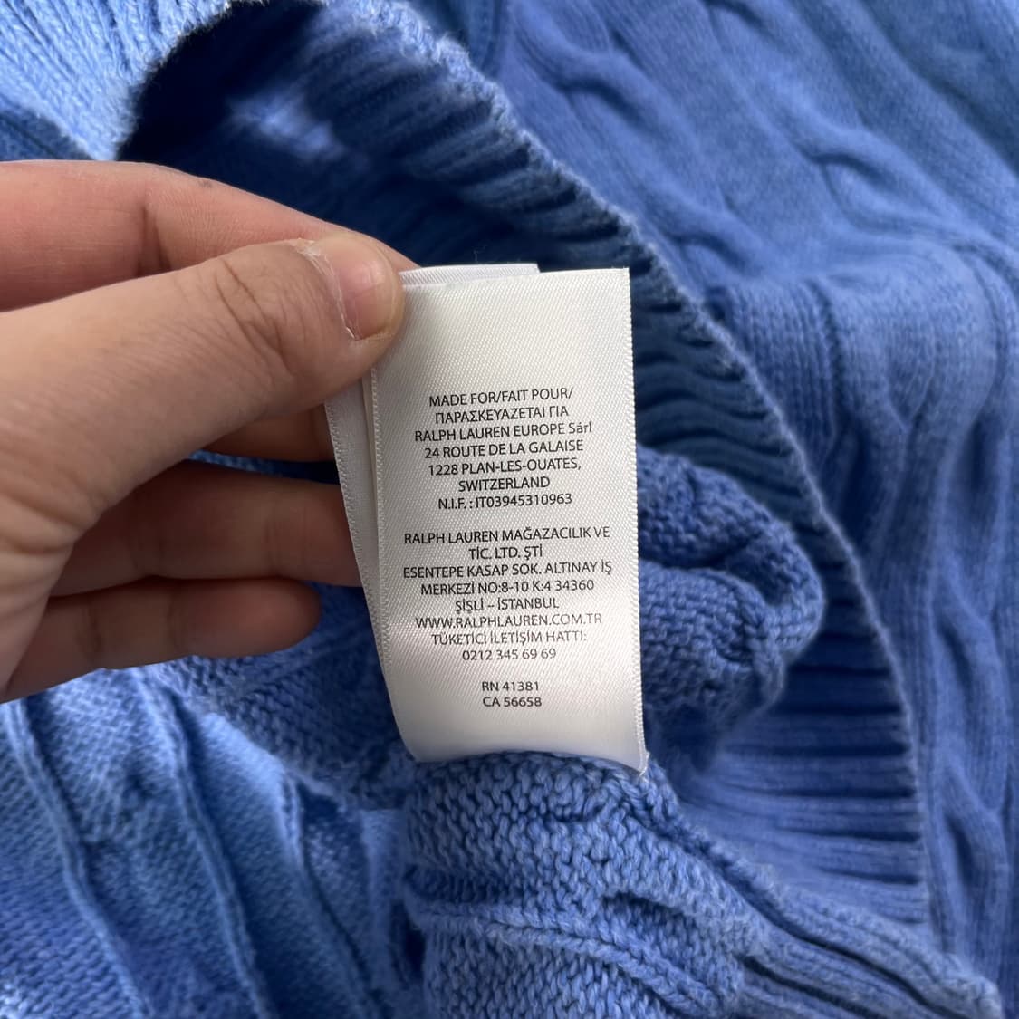 100 폴로랄프로렌 신형 블루 꽈배기 니트 상품이미지6