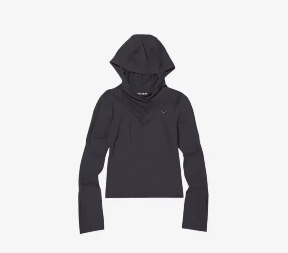 미스치프 셔링 오버랩 후디드탑 차콜S 상품이미지1