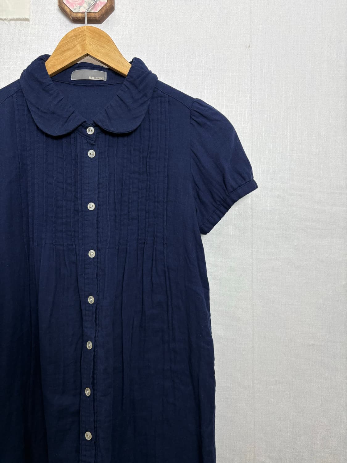 네이비 둥근 카라 반소매 원피스 상품이미지3