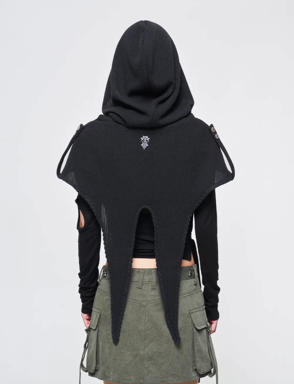 yeel BRAIDED STRAP CAPE HOODIE BLACK 상품이미지2