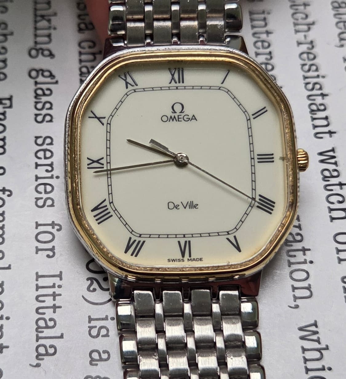 레어] 빈티지 오메가 드빌 팔각옥토 요구르트 로만판 슬림쿼츠 브레이슬릿  상품이미지1
