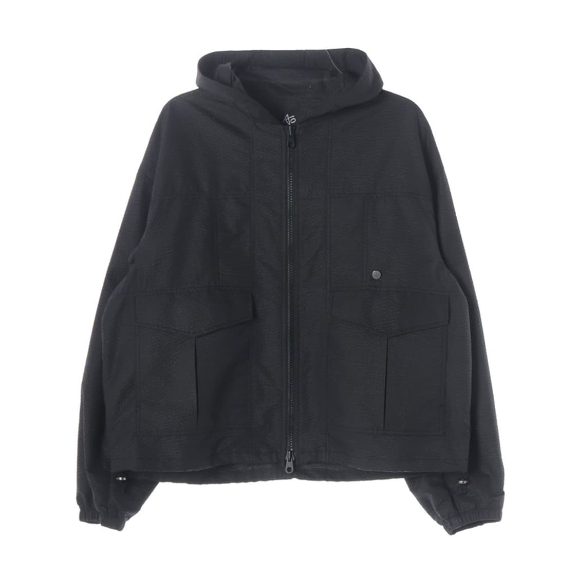 애드오프 시어서커 스트링 후드 점퍼 블랙 M 상품이미지1