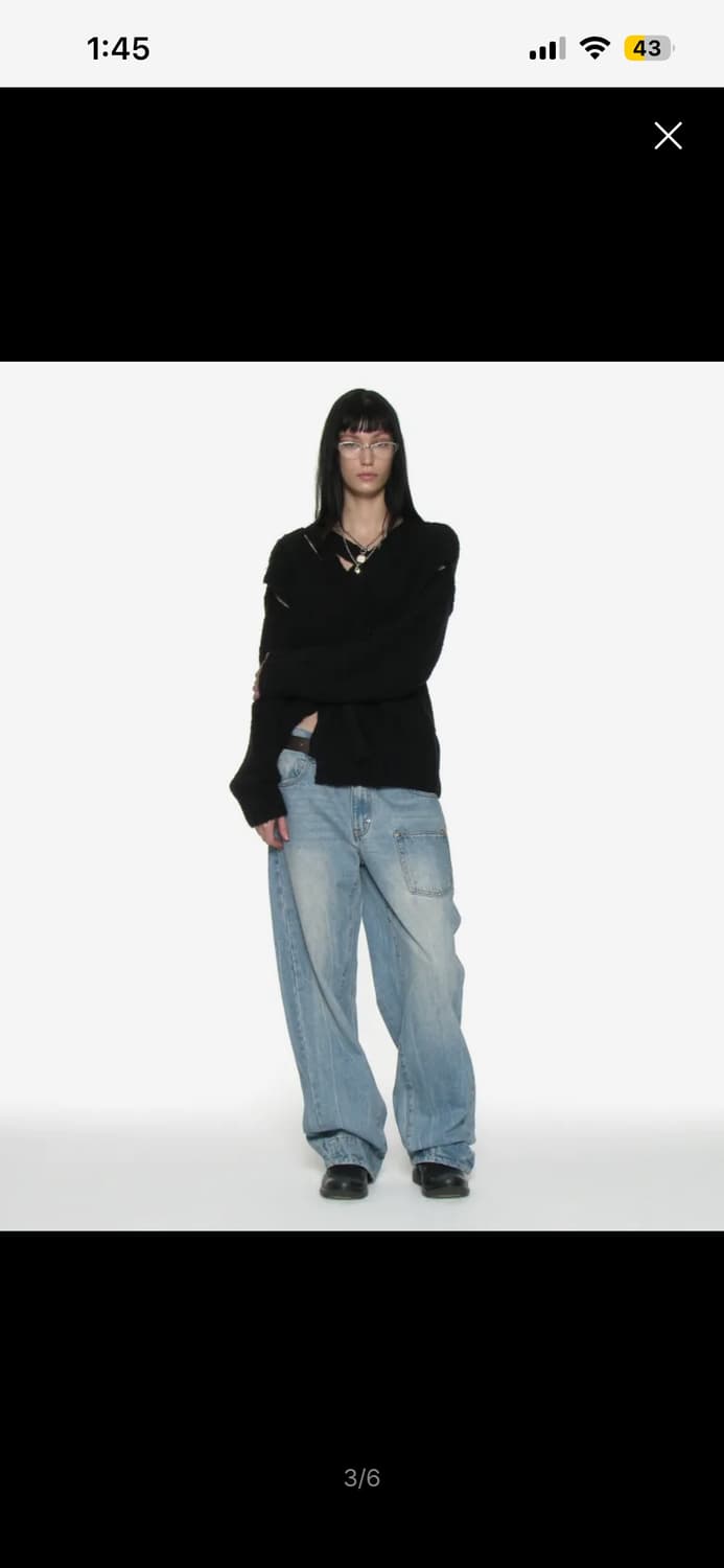 파르티멘토 컷아웃 랩 니트 가디건 블랙 상품이미지4