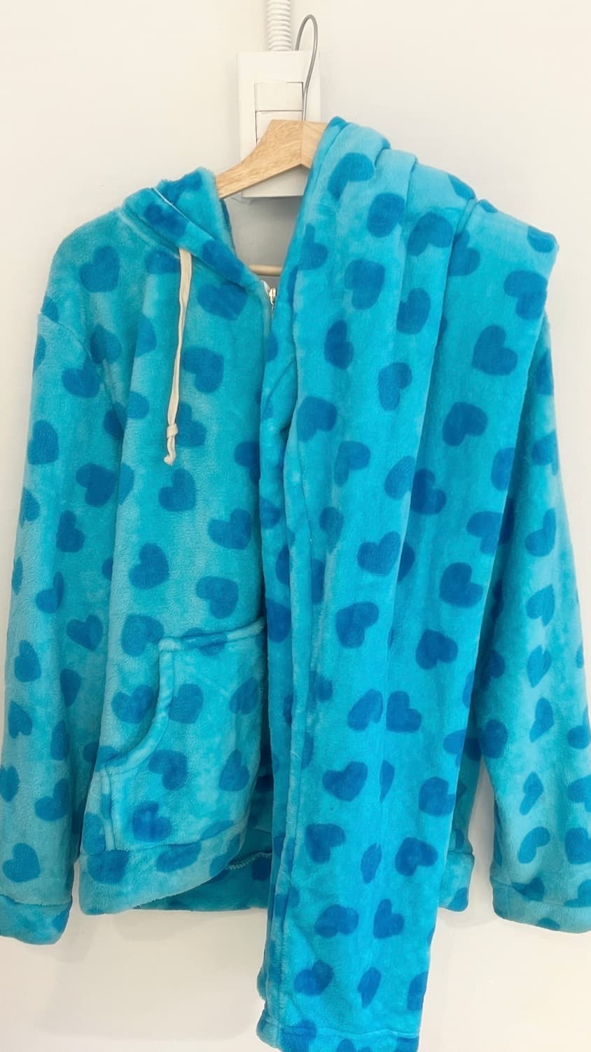 터콰이즈 블루 하트패턴 파자마 세트 🩵 상품이미지10