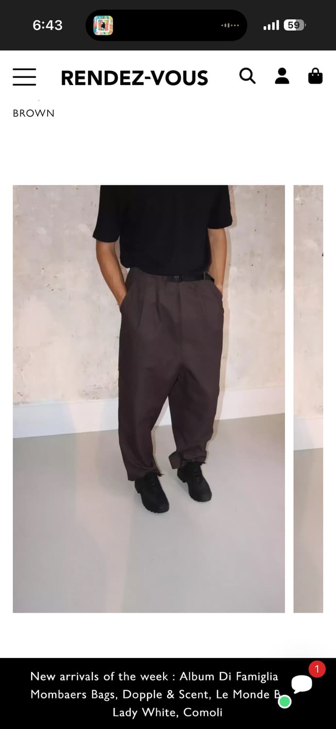 꼼데가르송옴므 25시즌 코튼 니돔 투턱 팬츠 상품이미지4