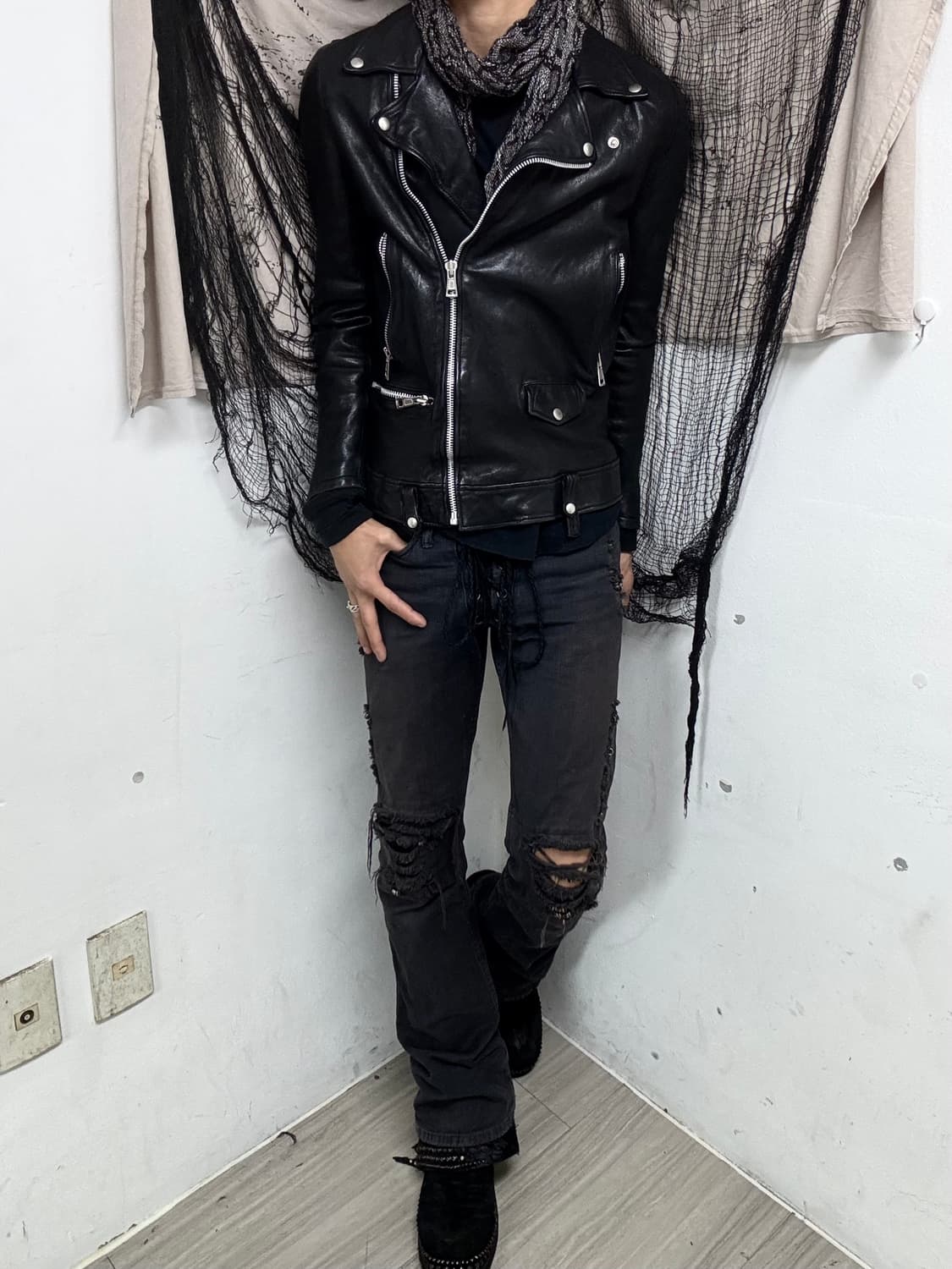 Multi Zipper Sheep Skin Cuff Detail Jack 상품이미지5