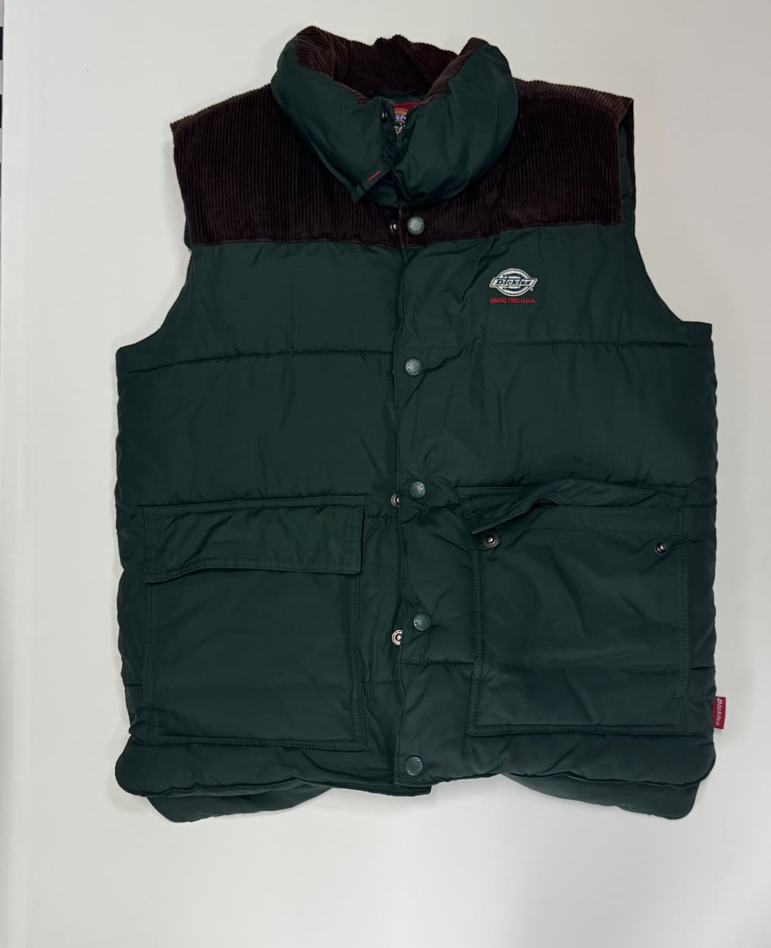 디키즈 Dickies 클래식 코듀로이 그린 패딩 조끼 상품이미지1