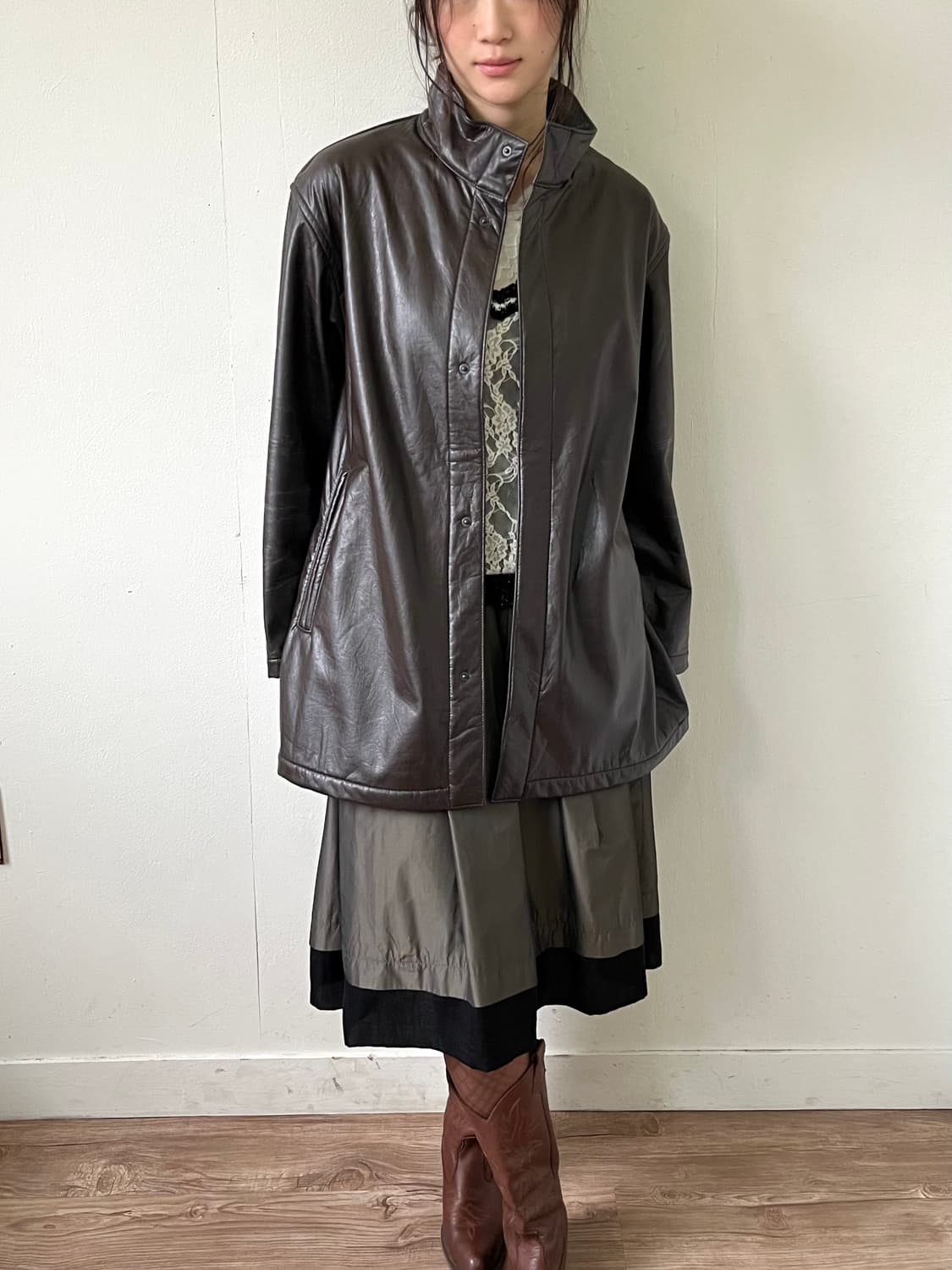 SIMPLE LIFE 브라운 아카이브 레더자켓 상품이미지3