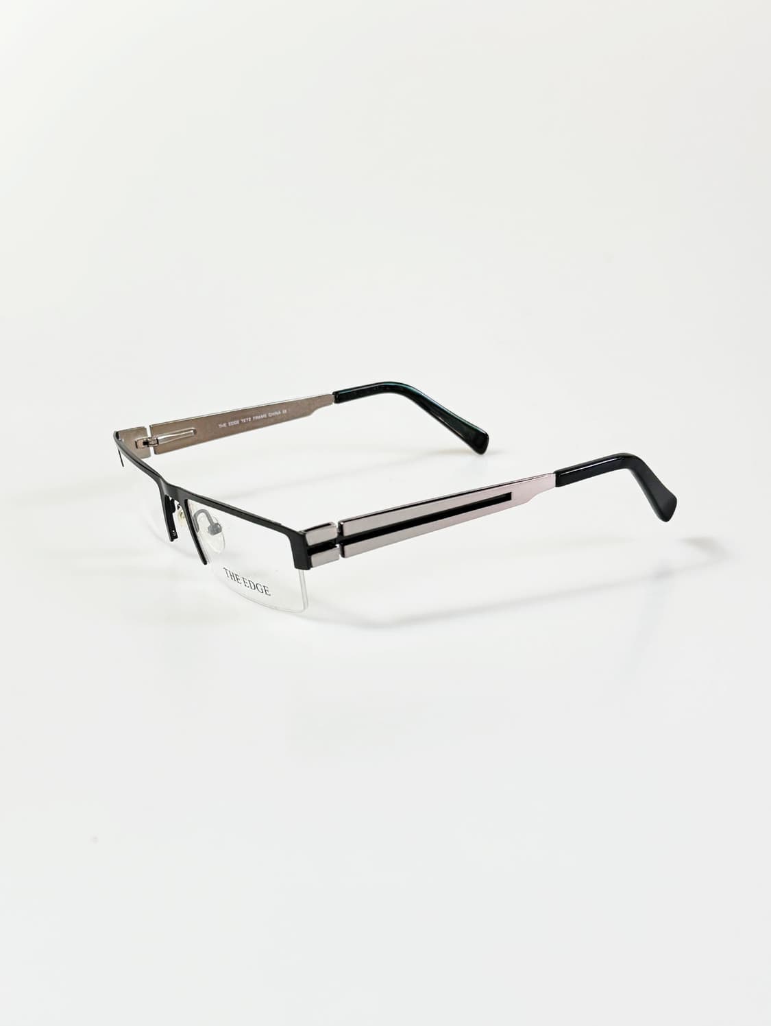 THE EDGE 블랙 메탈 반무테 스퀘어 빈티지 안경 상품이미지3