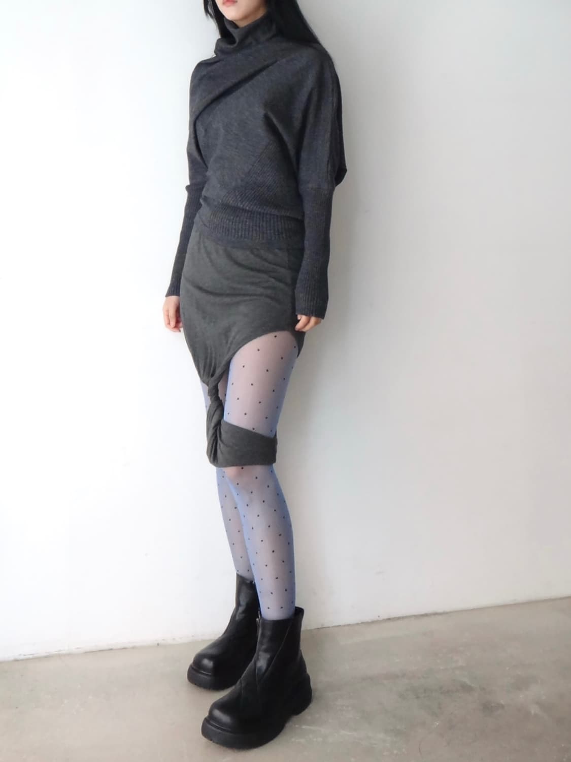 Round drape knit / grey 상품이미지7
