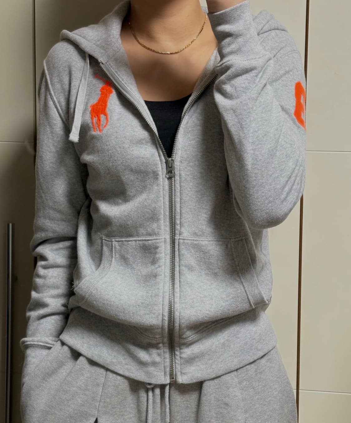 폴로 랄프로렌 빅포니 슬림핏 후드집업 그레이 상품이미지1