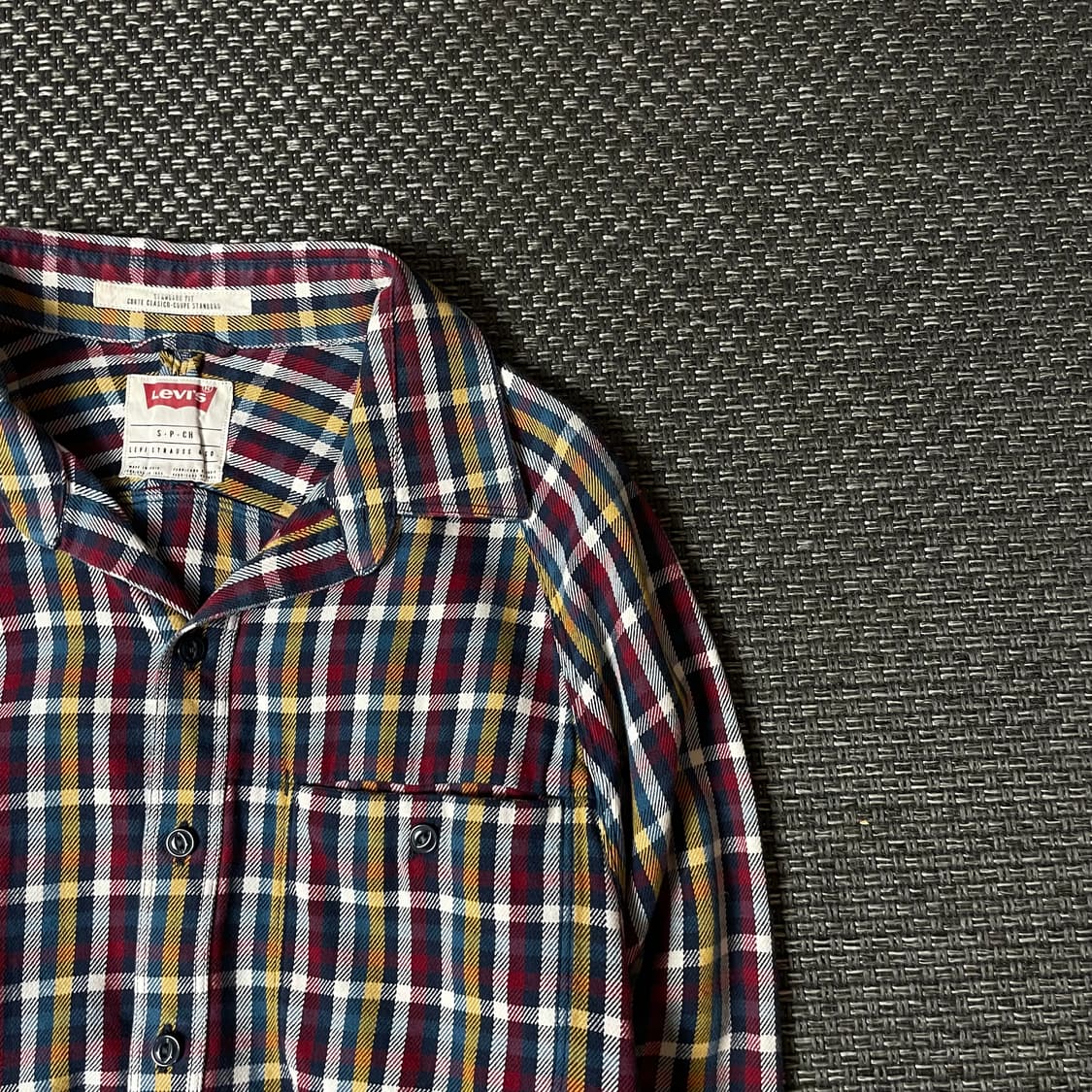 리바이스 레드 옐로우 블루 멀티 패턴 긴팔 셔츠 90 상품이미지3