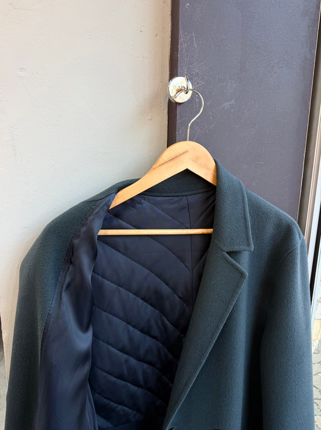 100/ 타임옴므 스모크블루 캐시미어 핸드메이드 더젠틀 코트 상품이미지5