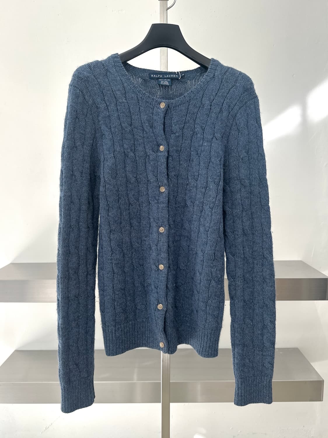 랄프로렌 뮤트블루 알파카 울 케이블 니트 가디건  상품이미지4