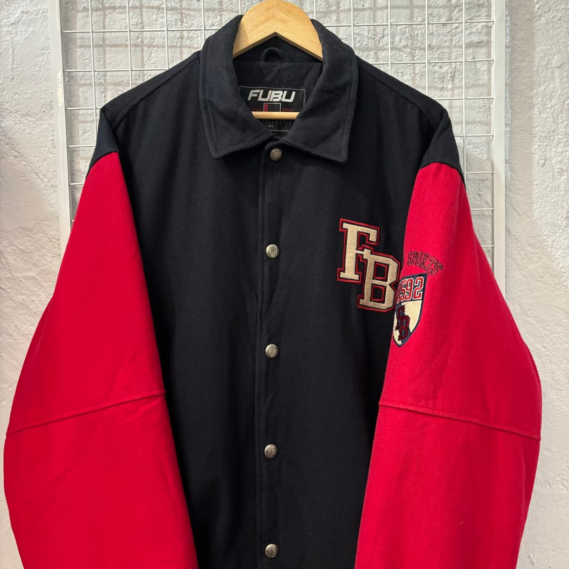 90s 후부 올드스쿨 빅 로고 울 바시티 자켓 XL 상품이미지3