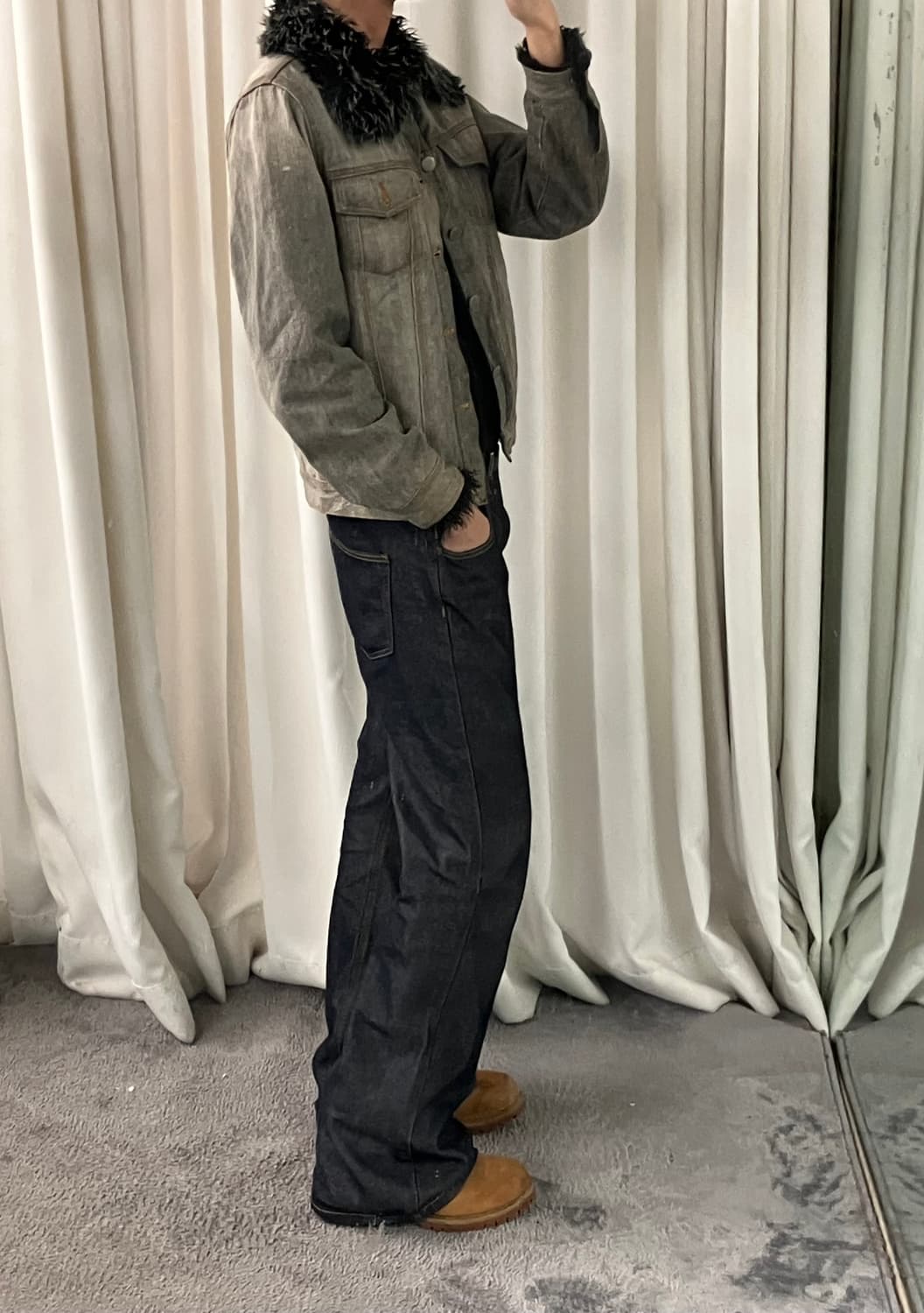 JPN VTG 빈티지 퍼 워싱 데님 자켓 M 상품이미지8